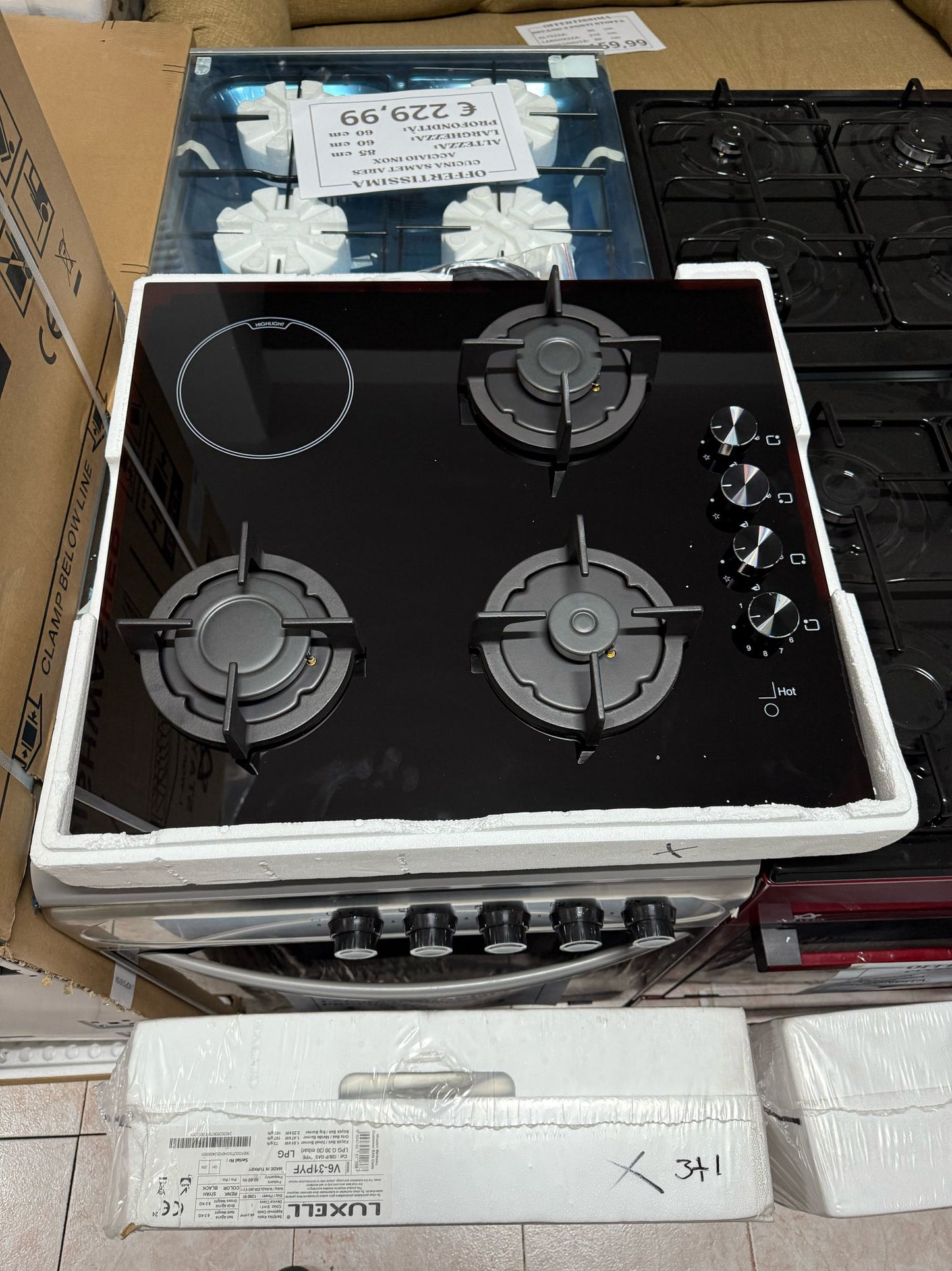 PIANO COTTURA GAS E INDUZIONE MISTO 3+1