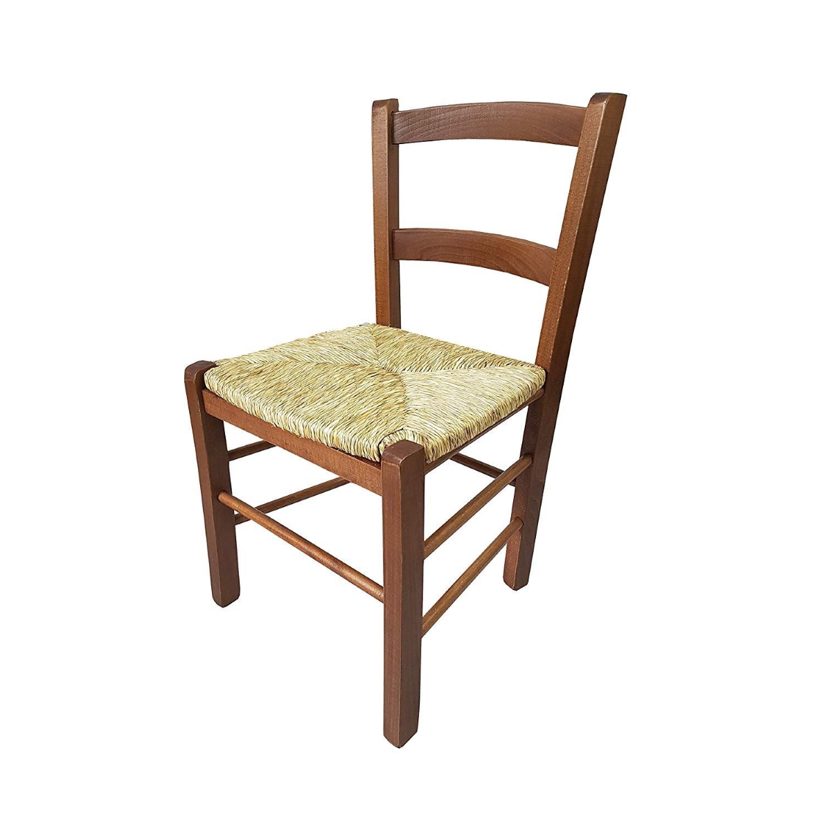 Sedia Rustica in Legno con Seduta in Paglia