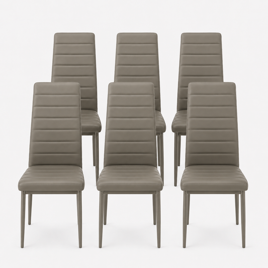Sedie da Pranzo Fango Set 6 Ecopelle