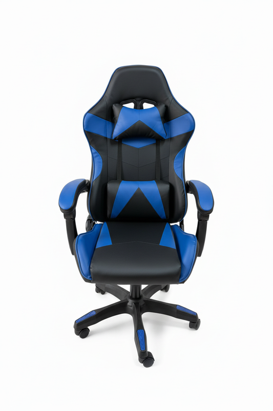 Sedia gaming blu nera - sfondo bianco