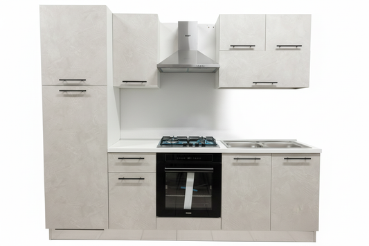 Cucina Spatolato Bianco 255cm - Sfondo Bianco