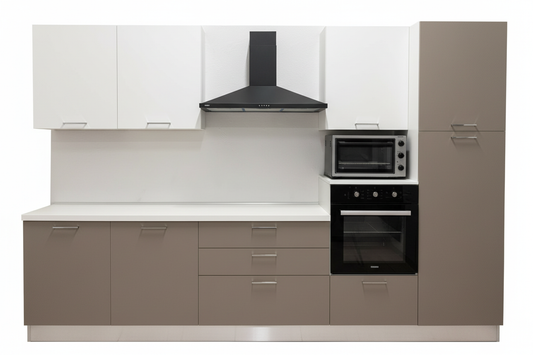 Cucina Luna Tortora Bianco 330cm - Sfondo Bianco