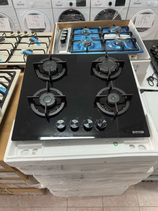 PIANO COTTURA 4 FUOCHI NERO IN VETRO TEMPERATO