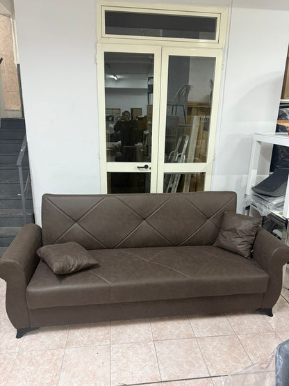 DIVANO LETTO CON CASSETTONE CLICK CLACK MARRONE