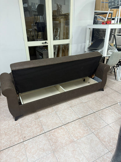 DIVANO LETTO CON CASSETTONE CLICK CLACK MARRONE