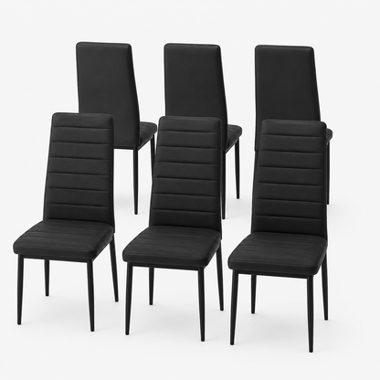 Sedie da Pranzo Nere Set 6 Ecopelle