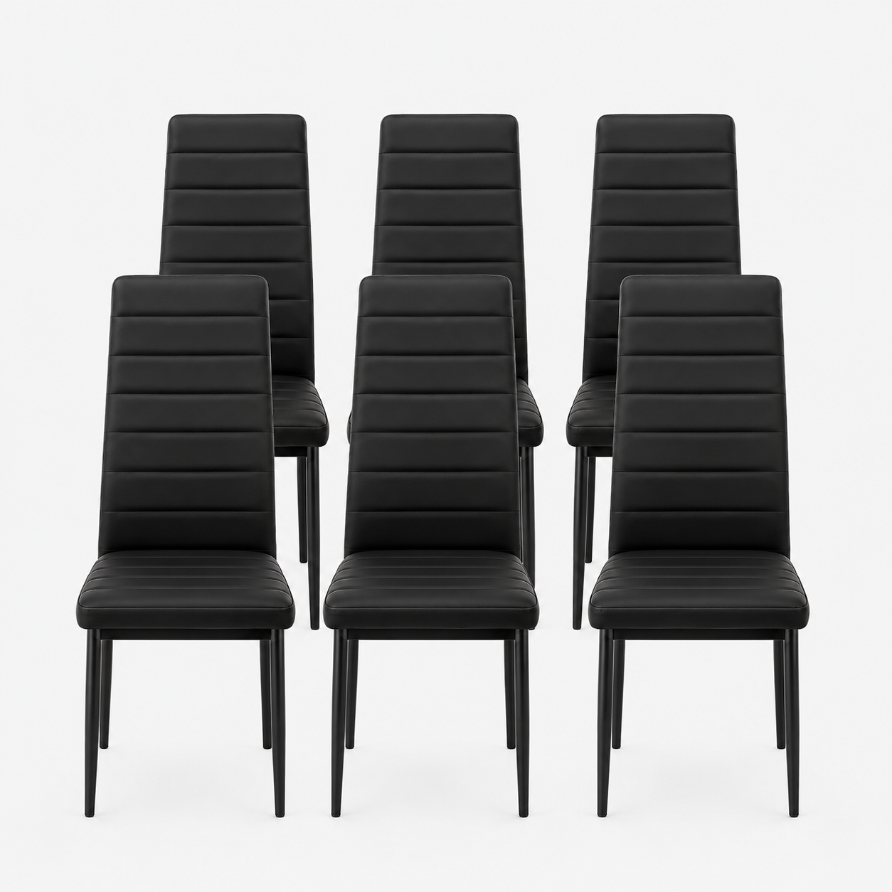 Sedie da Pranzo Nere Set 6 Ecopelle