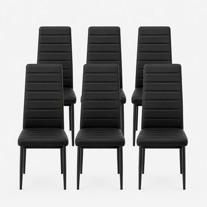 Sedie da Pranzo Nere Set 6 Ecopelle