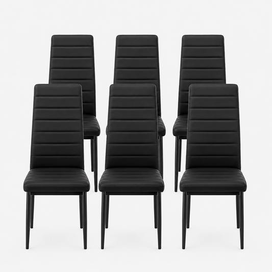 Sedie da Pranzo Nere Set 4 Ecopelle