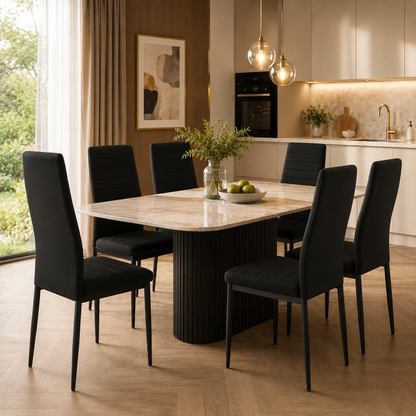 Sedie da Pranzo Nere Set 4 Ecopelle