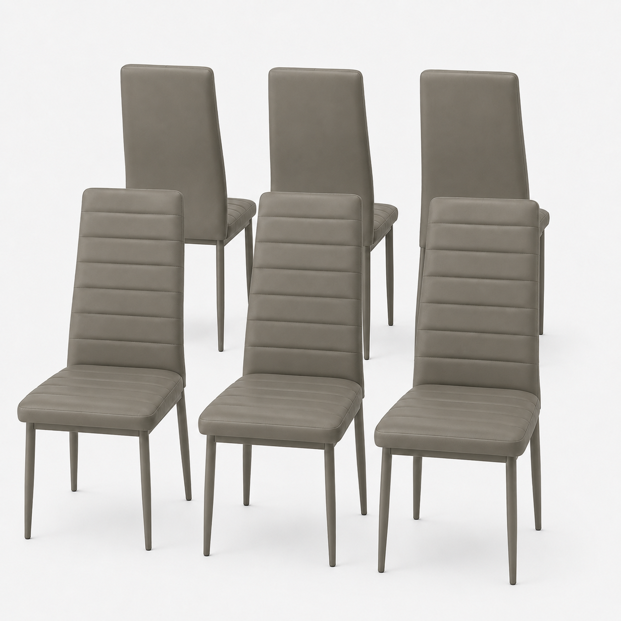 Sedie da Pranzo Fango Set 6 Ecopelle
