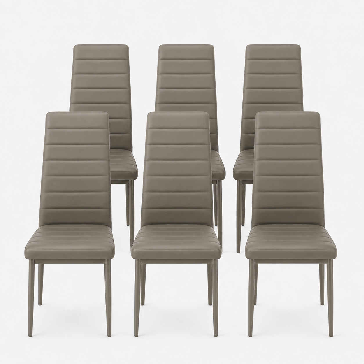 Sedie da Pranzo Fango Set 6 Ecopelle