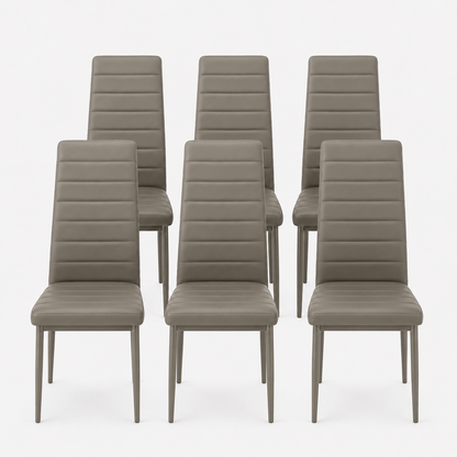Sedie da Pranzo Fango Set 6 Ecopelle