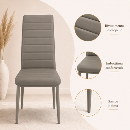 Sedie da Pranzo Fango Set 6 Ecopelle