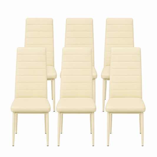 Sedie da Pranzo Crema Set 6 Ecopelle