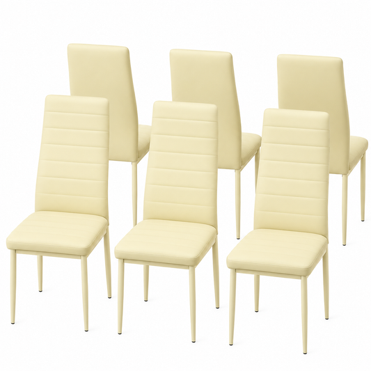 Sedie da Pranzo Crema Set 6 Ecopelle