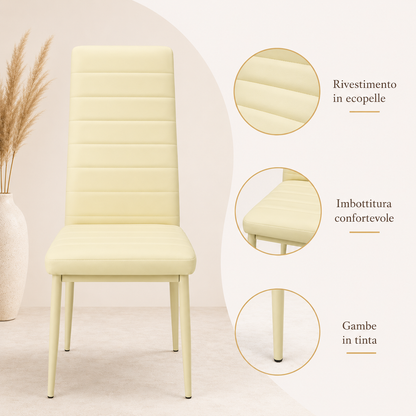Sedie da Pranzo Crema Set 6 Ecopelle
