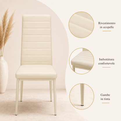 Sedie da Pranzo Tortora Set 4 Ecopelle