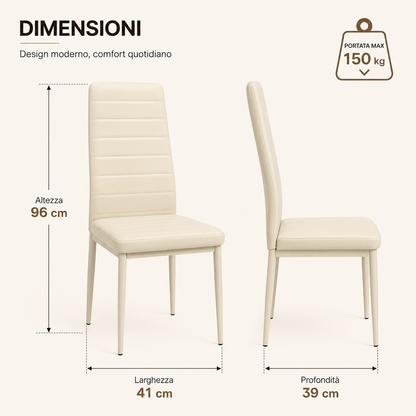 Sedie da Pranzo Tortora Set 4 Ecopelle