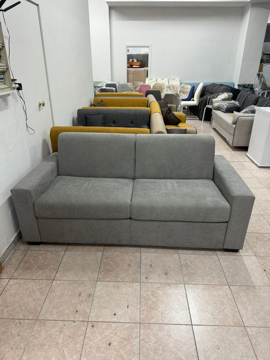DIVANO LETTO FLASH GRIGIO MATRIMONIALE CON RETE ELETTROSALDATA IN TESSUTO ANTIMACCHIA