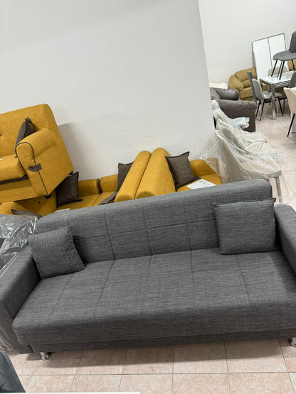 DIVANO LETTO CON CASSETTONE CLICK CLACK GRIGIO STOFFA ANTIMACCHIA