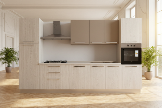 Cucina Rovere Virginia Tortora 360cm - Sfondo Lusso