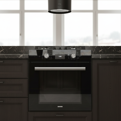 Forno ventilato digitale vetro nero Staylux 60x60cm chiuso in cucina scura