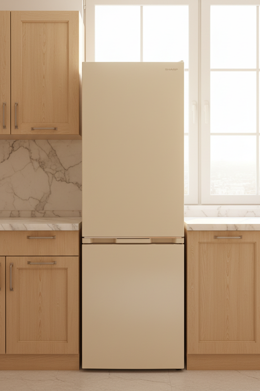 Frigorifero Sharp Combinato Beige - Chiuso frontale cucina