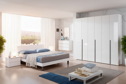 Camera da letto Urano bianca - composizione completa sfondo lusso