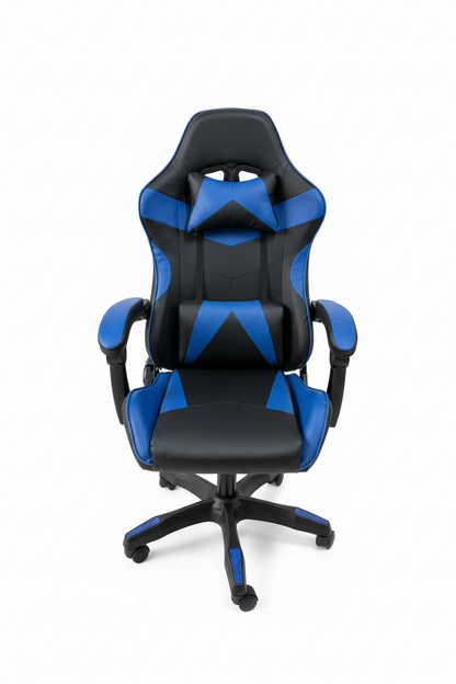 Sedia gaming blu nera - sfondo bianco