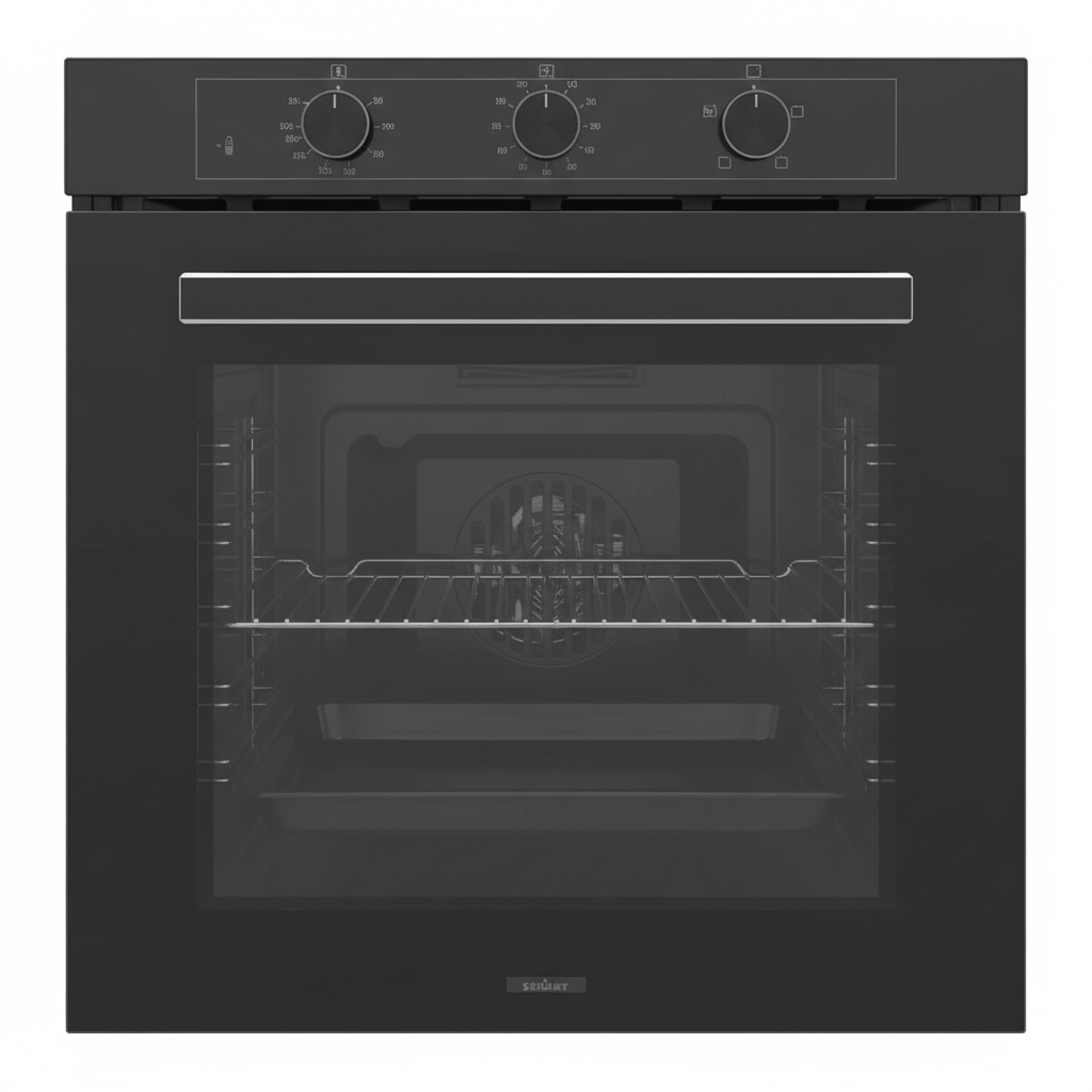 Forno da Incasso Vetro Nero Ventilato Multifunzione sfondo bianco