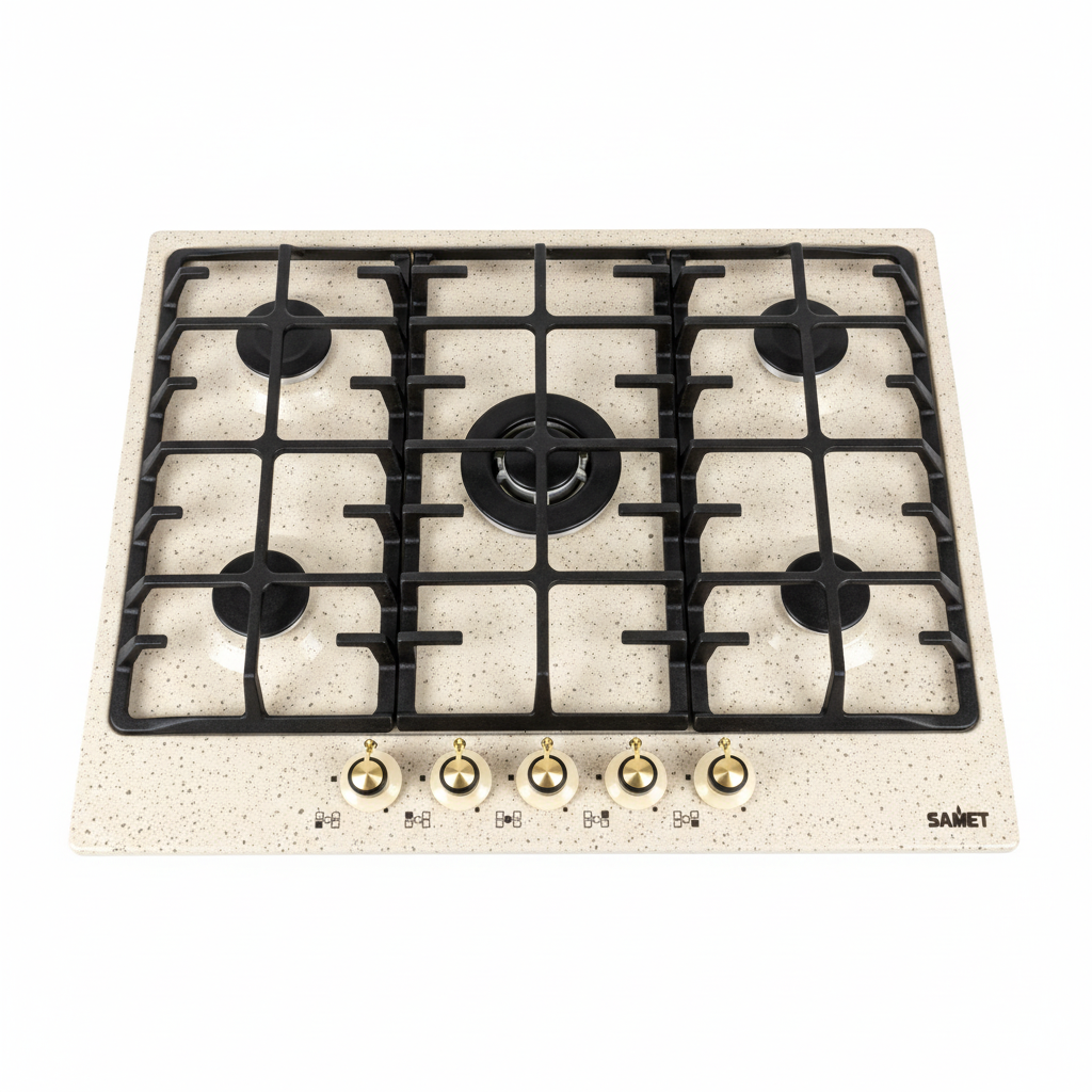Piano Cottura 5 Fuochi Fragranite Samet 70x50cm sfondo bianco