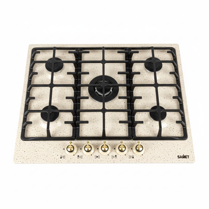 Piano Cottura 5 Fuochi Fragranite Samet 70x50cm sfondo bianco