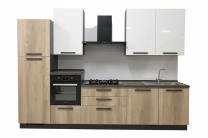 Cucina Gordon Bianco Antracite 330cm - Sfondo Bianco