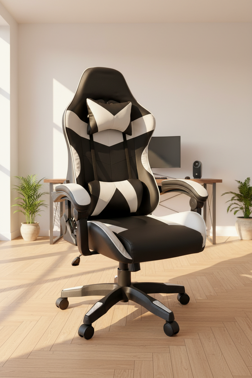 Sedia gaming bianca nera - gaming room