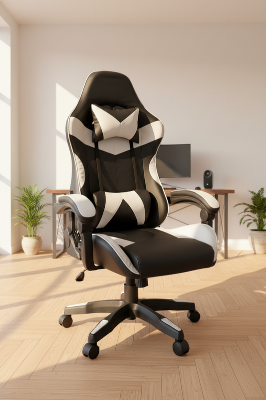 Sedia gaming bianca nera - gaming room