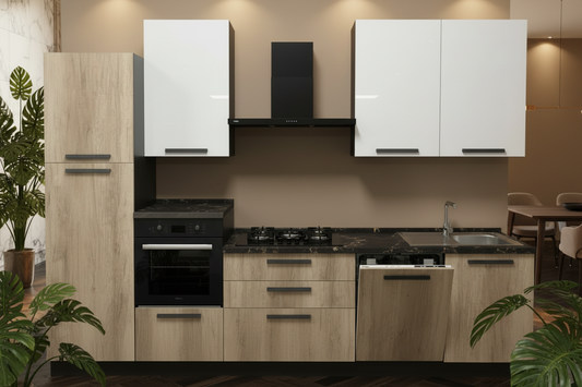 Cucina Gordon Bianco Antracite 330cm - Vista frontale