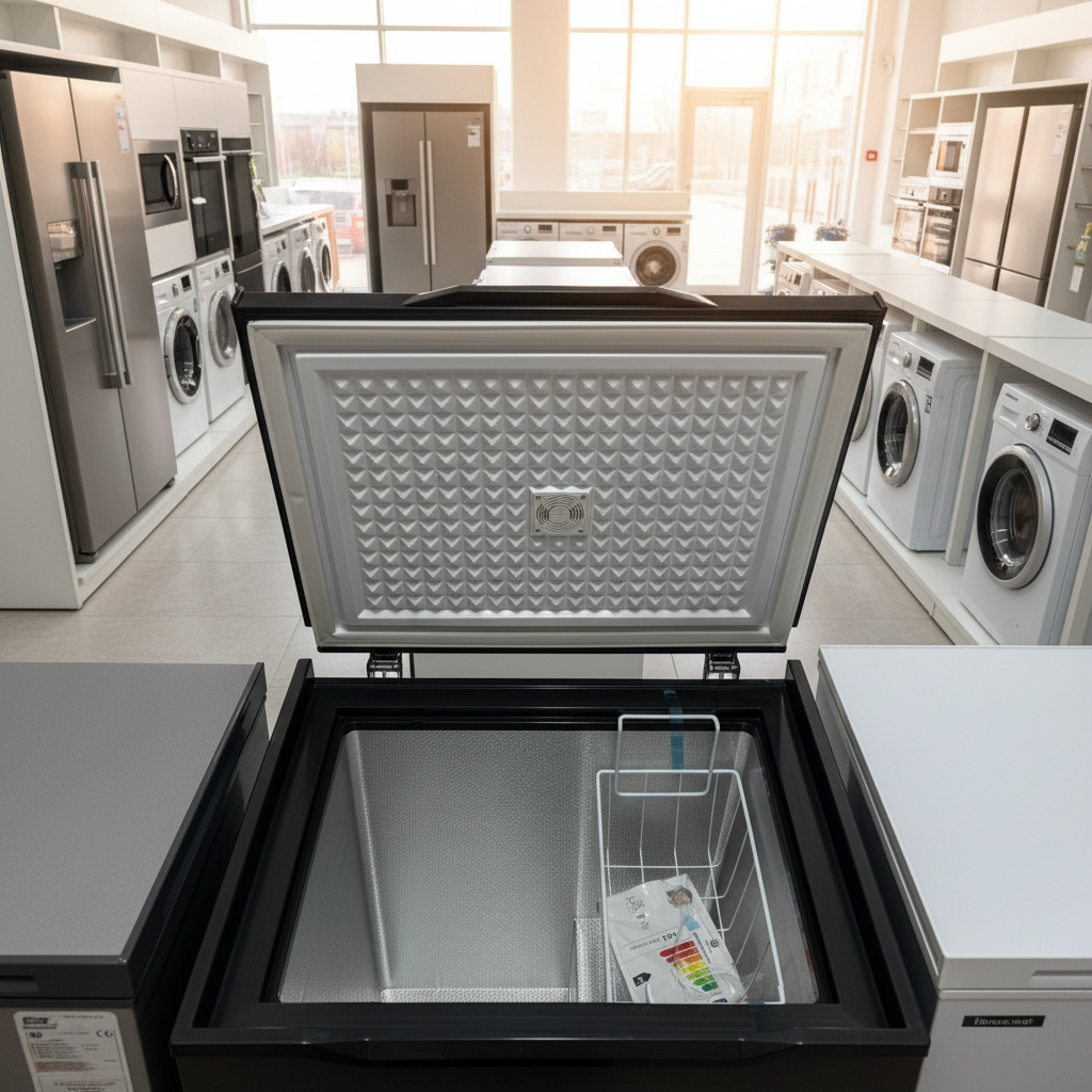 Congelatore pozzetto Staylux 150L nero aperto - showroom