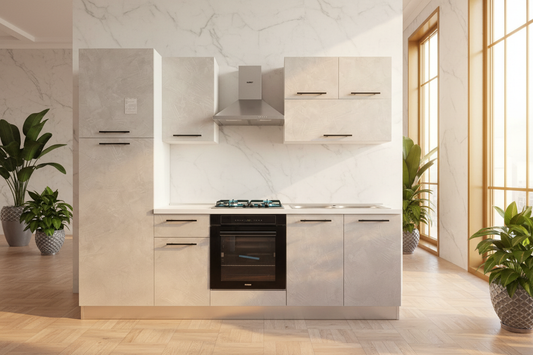 Cucina Spatolato Bianco 255cm - Sfondo Lusso