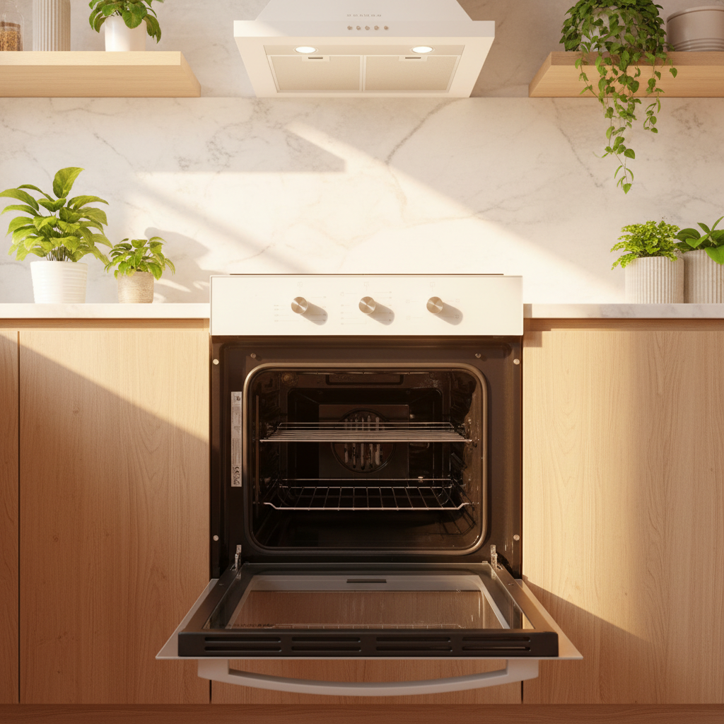 Forno da Incasso Vetro Bianco aperto vista interno