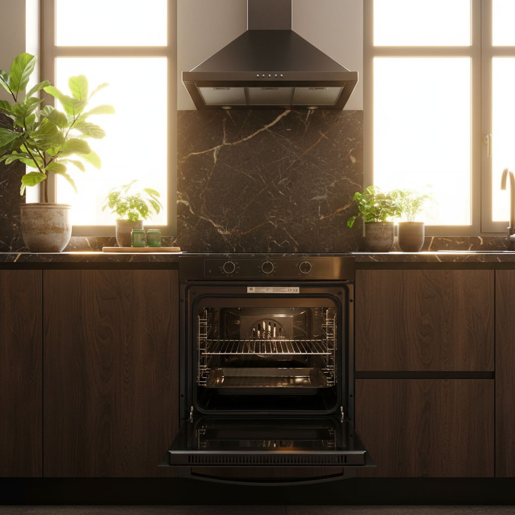 Forno Vetro Nero aperto trio 1:1