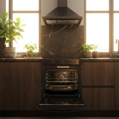 Forno Vetro Nero aperto trio 1:1