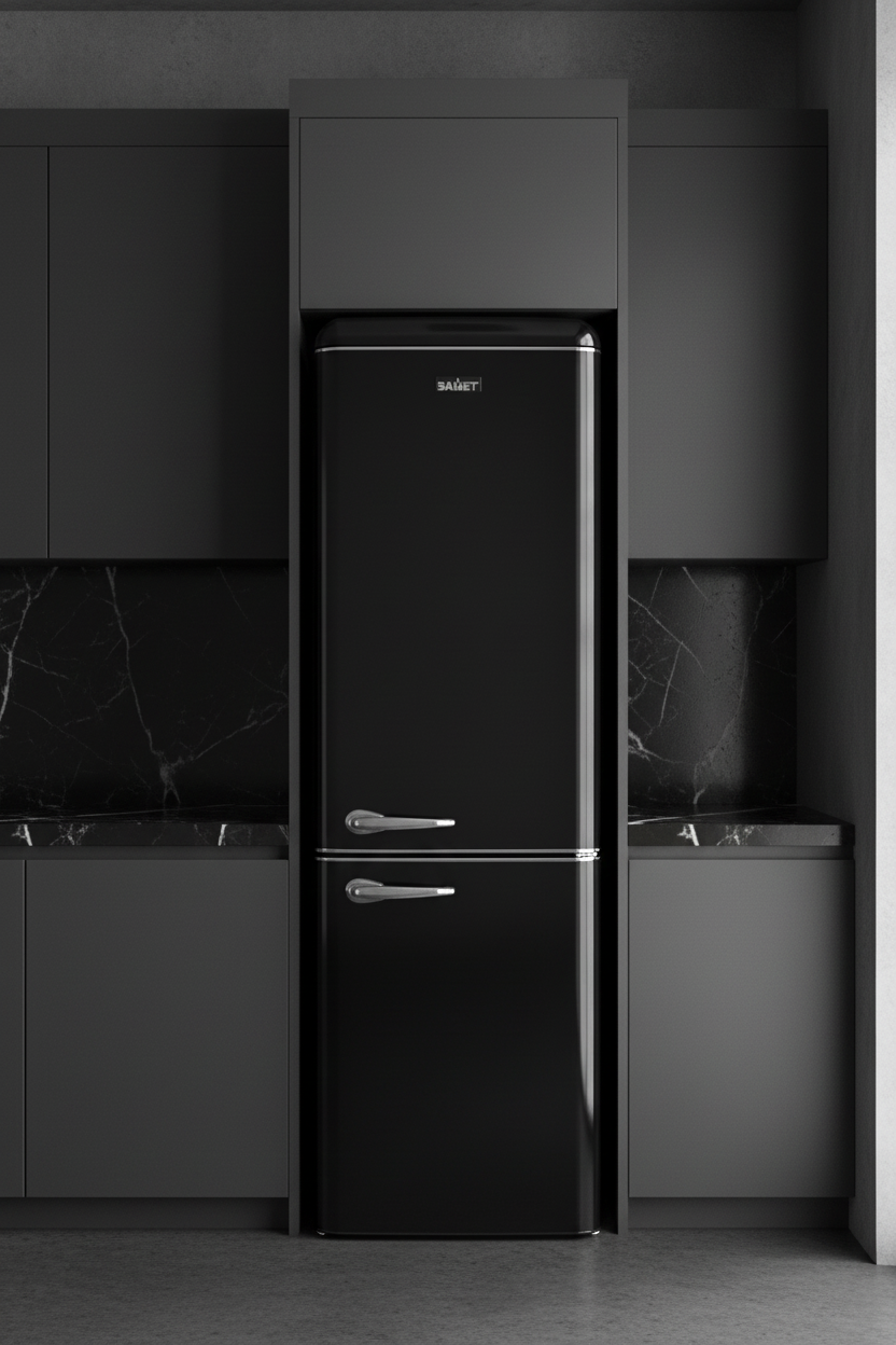 Frigorifero Damet Retro Nero - Chiuso cucina dark