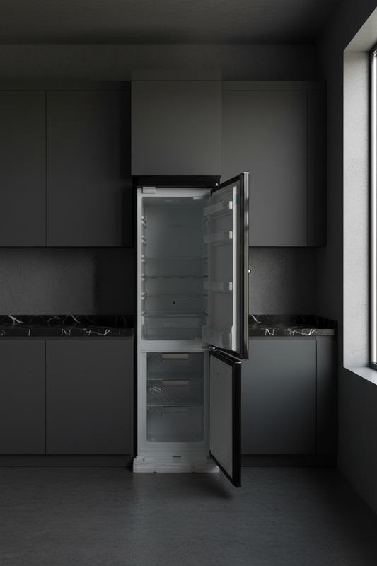 Frigorifero Damet Retro Nero - Aperto cucina dark