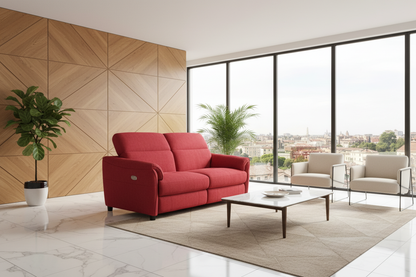 Divano relax rosso chiuso in salotto lusso