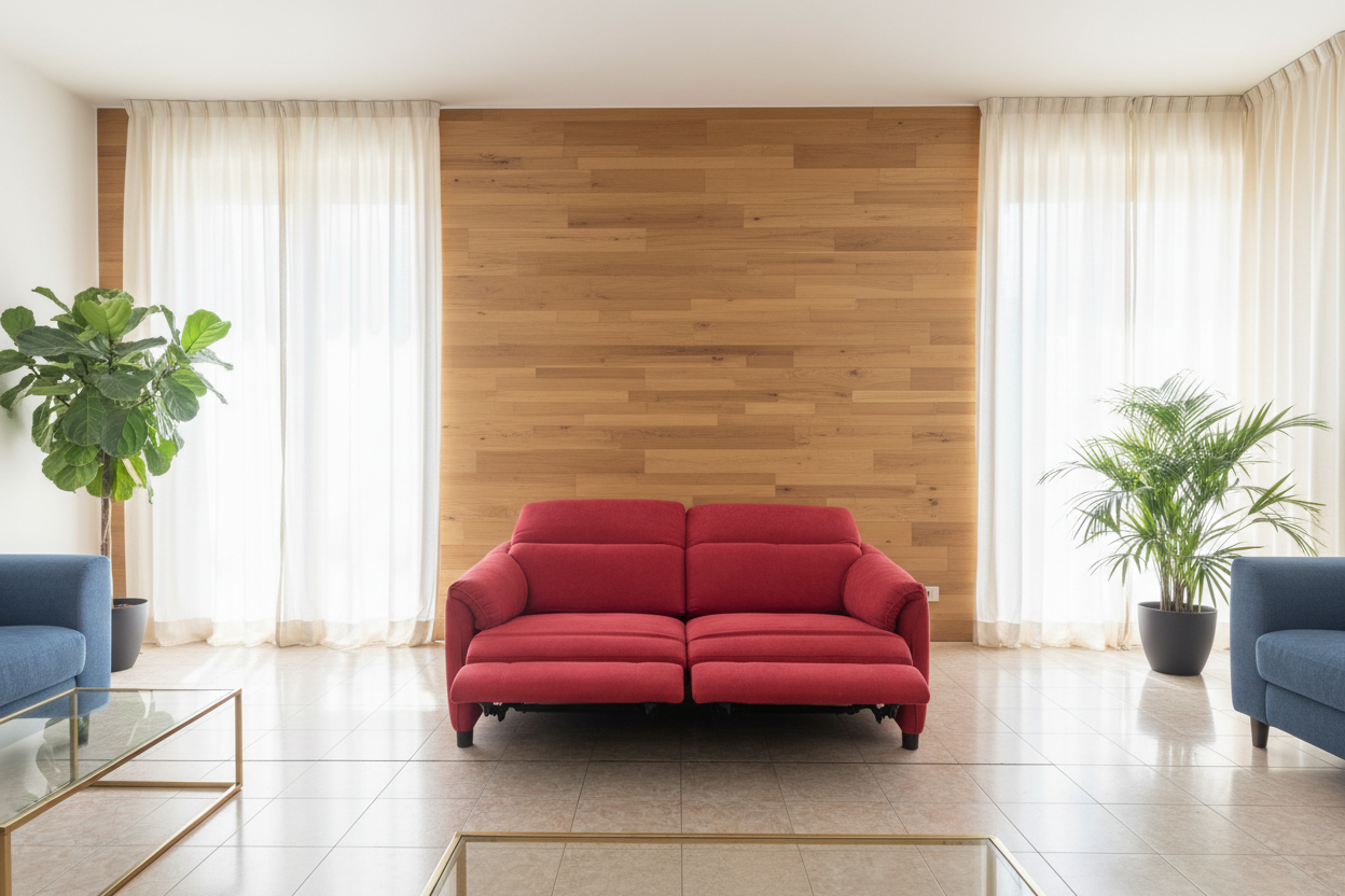 Divano relax rosso reclinato in salotto lusso