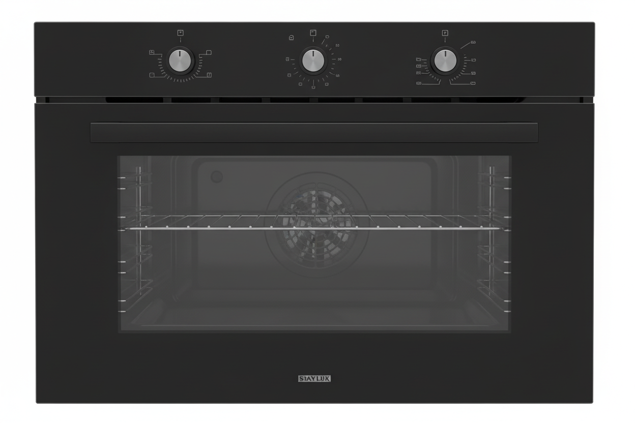 Forno ventilato vetro nero Staylux 90x60cm sfondo bianco