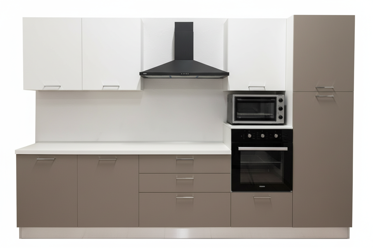 Cucina Luna Tortora Bianco 330cm - Sfondo Bianco