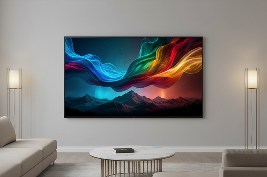 Smart TV NEI 55" QLED UHD Borderless - salotto moderno