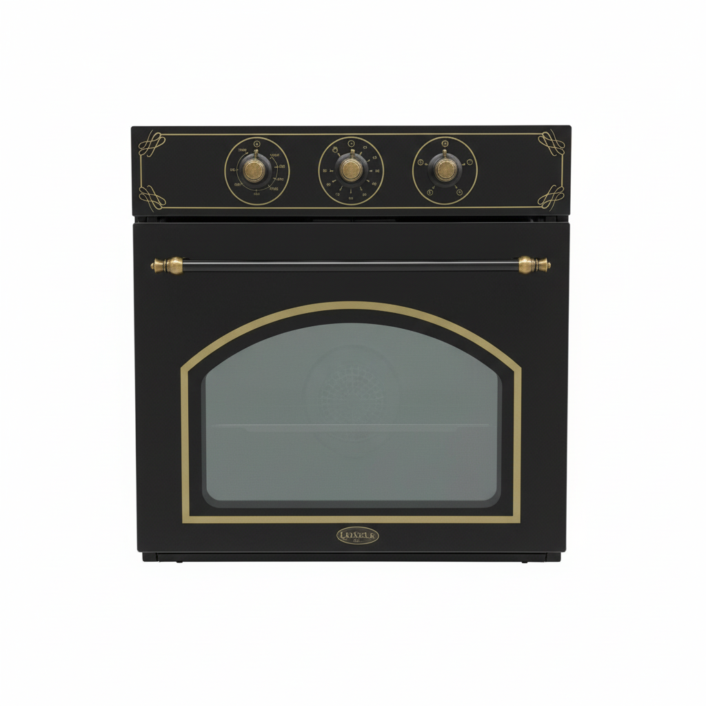 Forno vetro nero rustico filo oro sfondo bianco